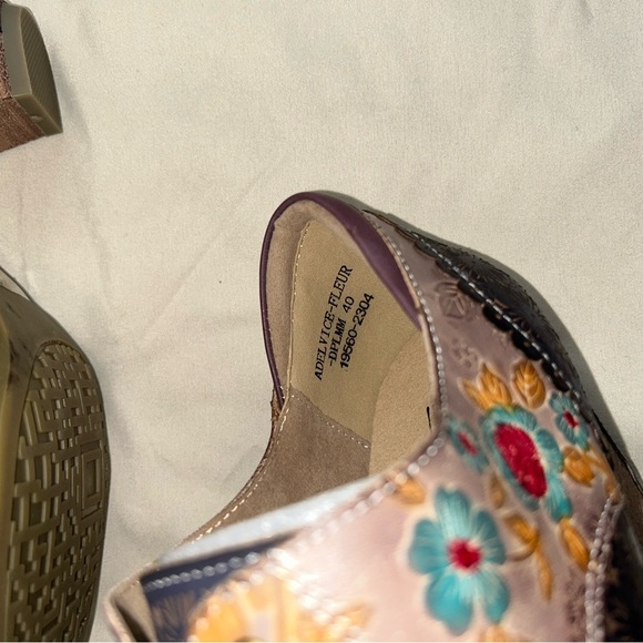 L'ATISTE Adel Vice Fleur Heeled Oxfords Dark Plum - Picture 8 of 11